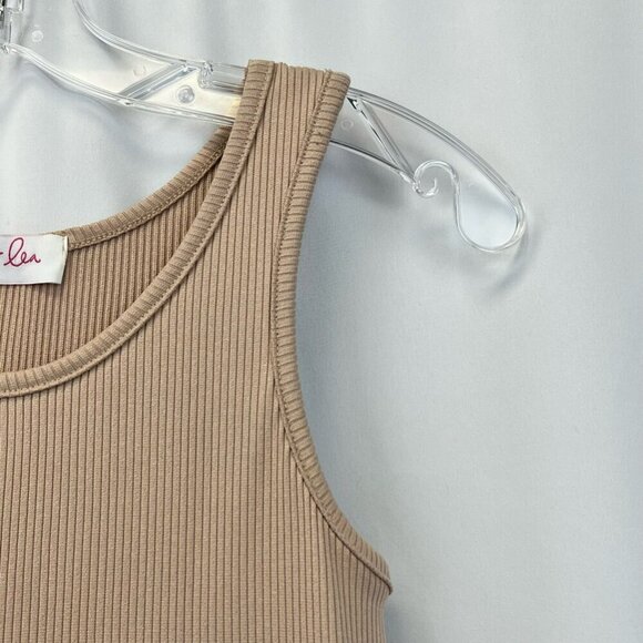 Jess Lea Womens Cara Bodycon Dress Brown Latte Ribbed Scoop Neck Sleeveless S - Picture 8 of 11